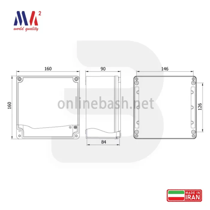 جعبه تقسیم آلومینیومی ۹۰*۱۶۰*۱۶۰