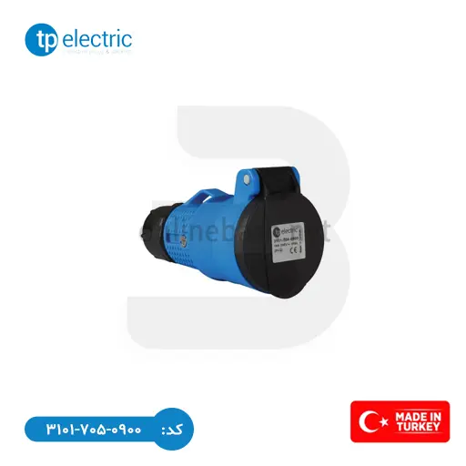 مادگی_گلابی_۱۶_آمپر_با_گلند_آبی مادگی گلابی 16 آمپر با گلند TP Electric رنگ آبی